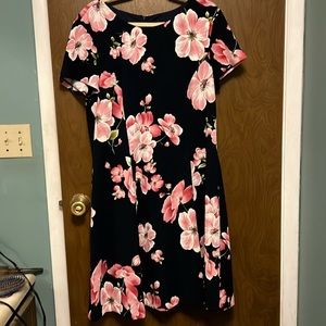 JH navy blue with pink floral short sleeve dress size 18